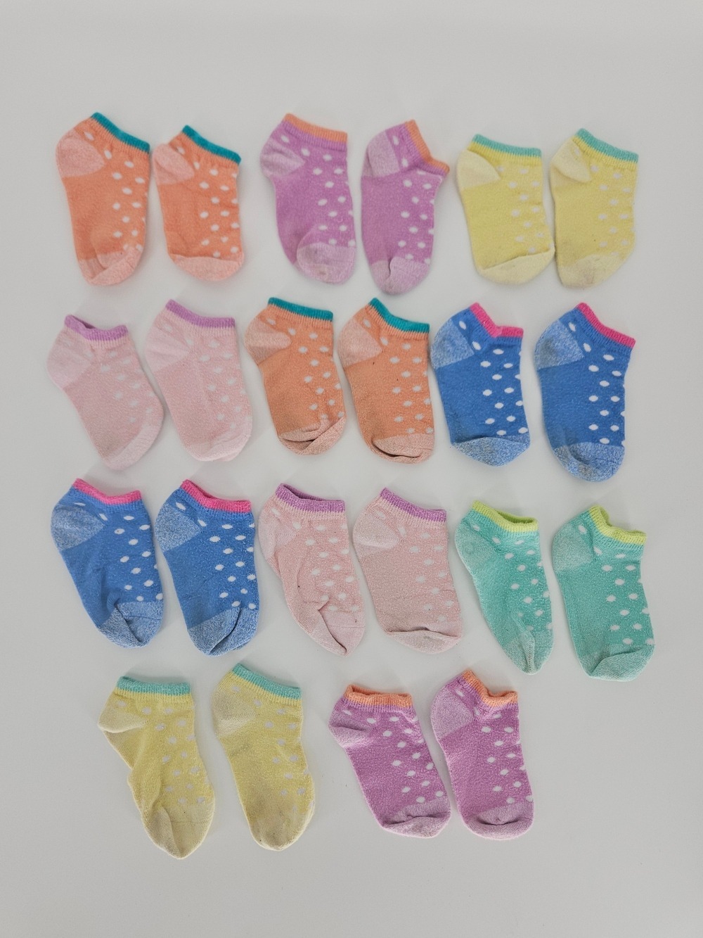 5/$25 Toddler Girls Ankle Socks Polka Dot Multicolor Soft Low Cut 12 Pairs
